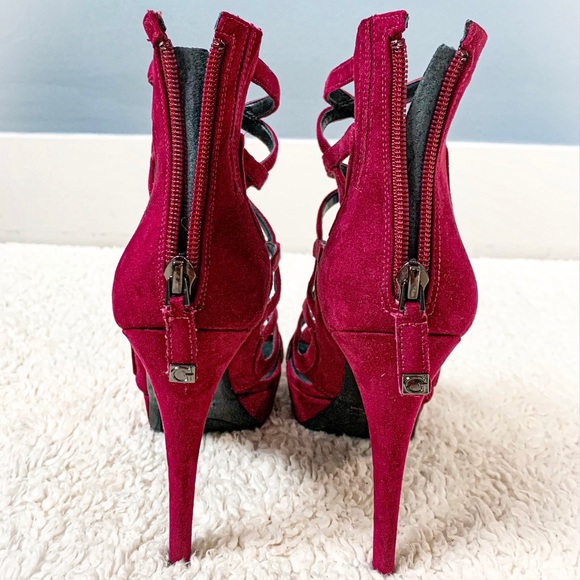 NWOT Guess Cage High Heels | 8.5 | Red Plum - Picture 4 of 6